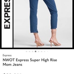 Express Super High Rise Mom Jeans - Blue Denim